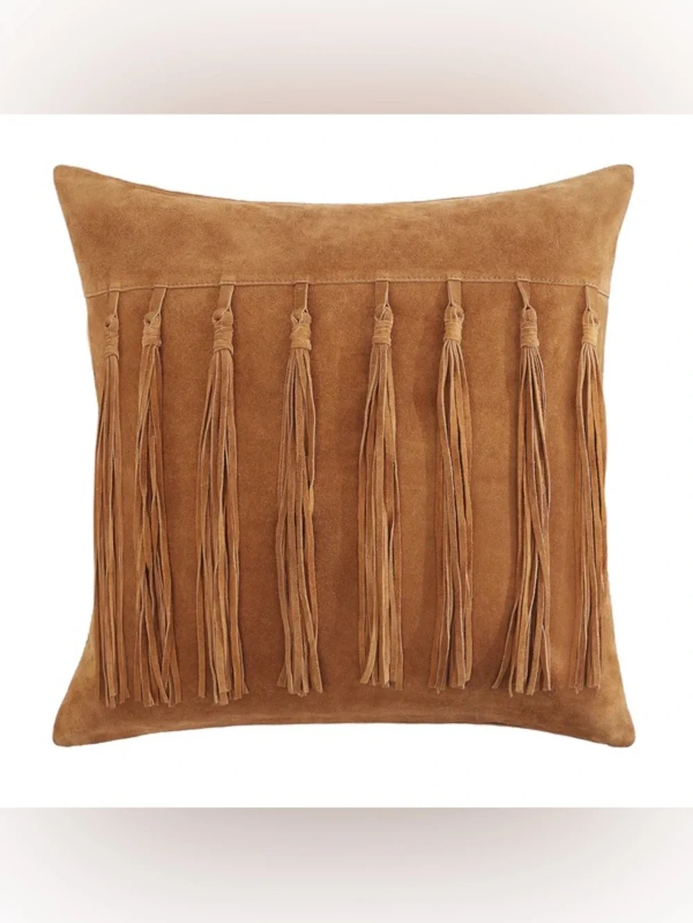 Williams Sonoma  Suede Tassel Fringe Pillow Cover Pair